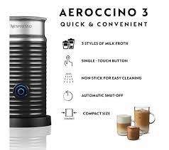 Nespresso Aeroccino 3 One-Touch Non-Stick Milk Frother (Black