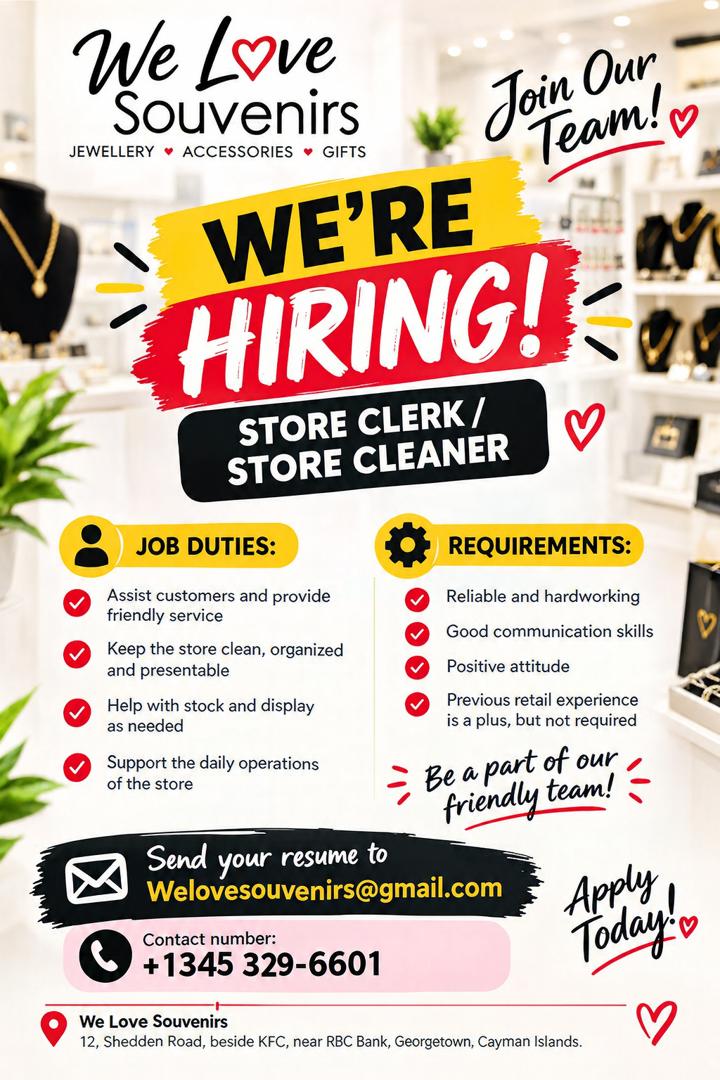 Store Work Application We’re Hiring! – Store Clerk / Store Cleaner - ecay