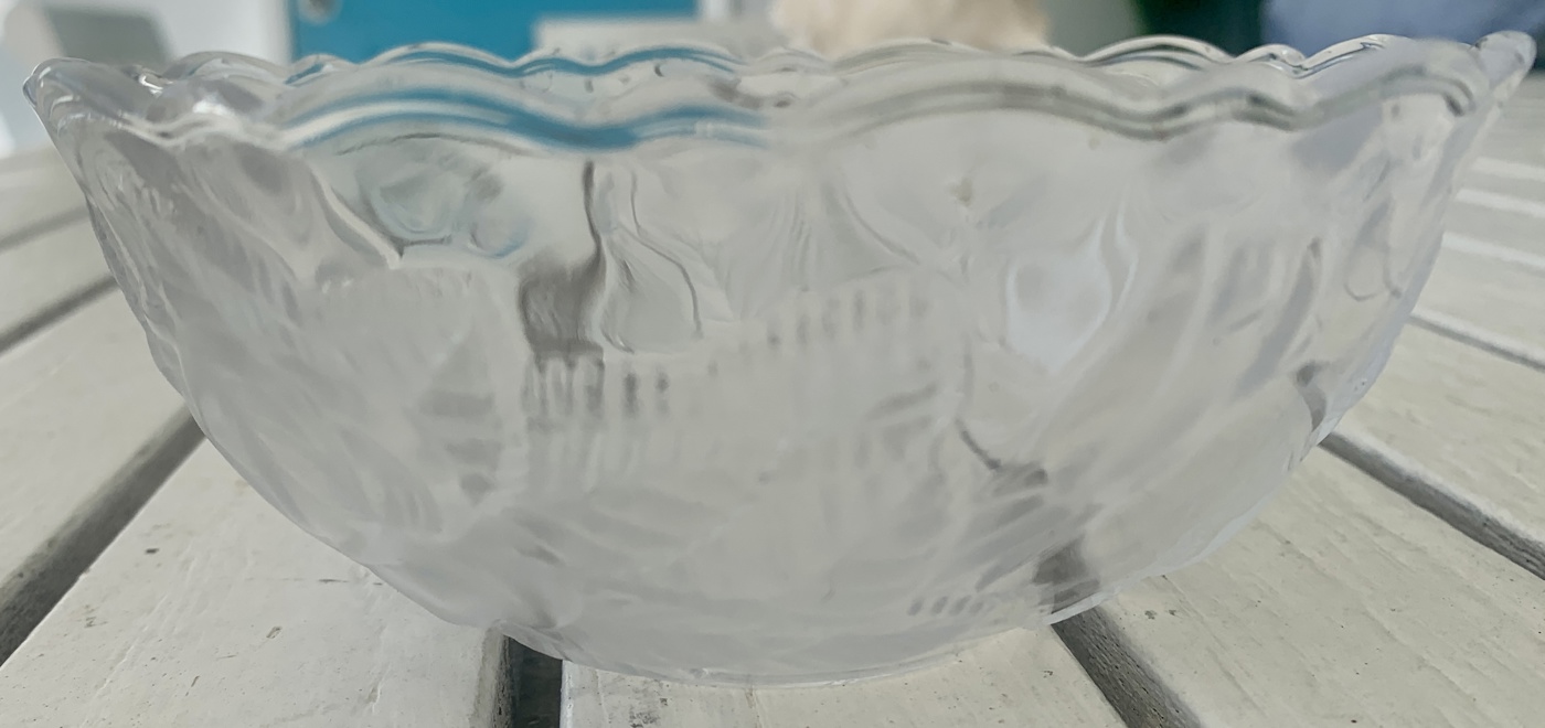 Scalloped Pearlware Rim Rose Glass Bowl – Scalloped Rim - ecay