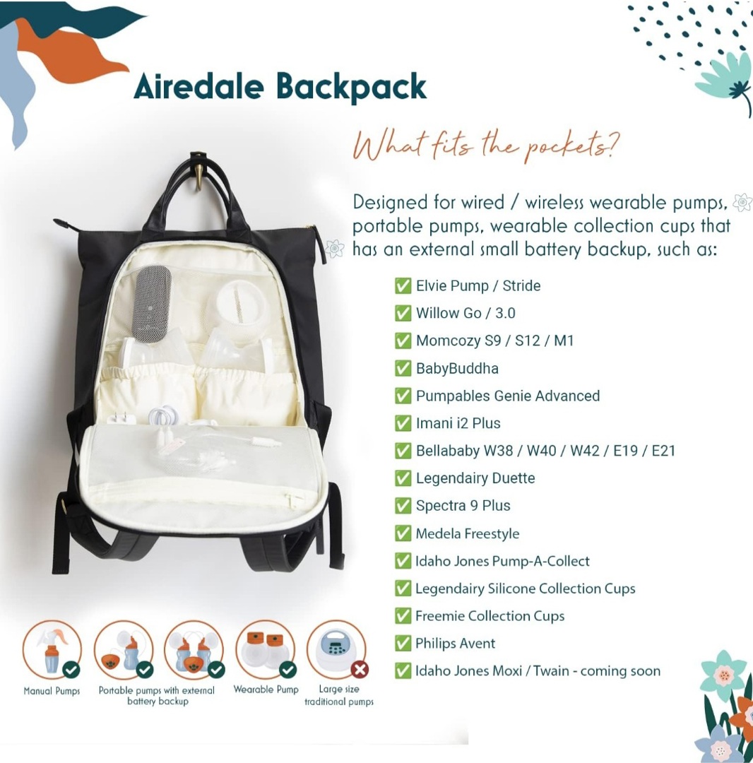 Airedale Wearable Breast Pump Bag Backpack