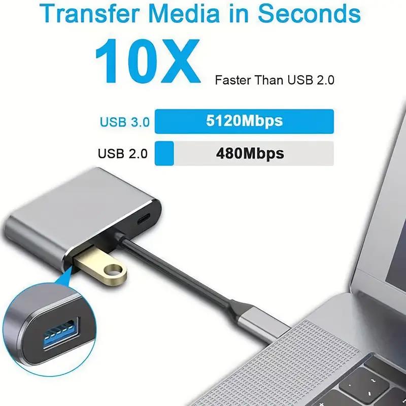 USB C to 4K HDMI VGA Adapter CLDAY 4-in-1 Hub USB 3.0 OTG Charging Power PD  Port Compatible for MacBook Pro/Dell XPS/Samsung Galaxy 