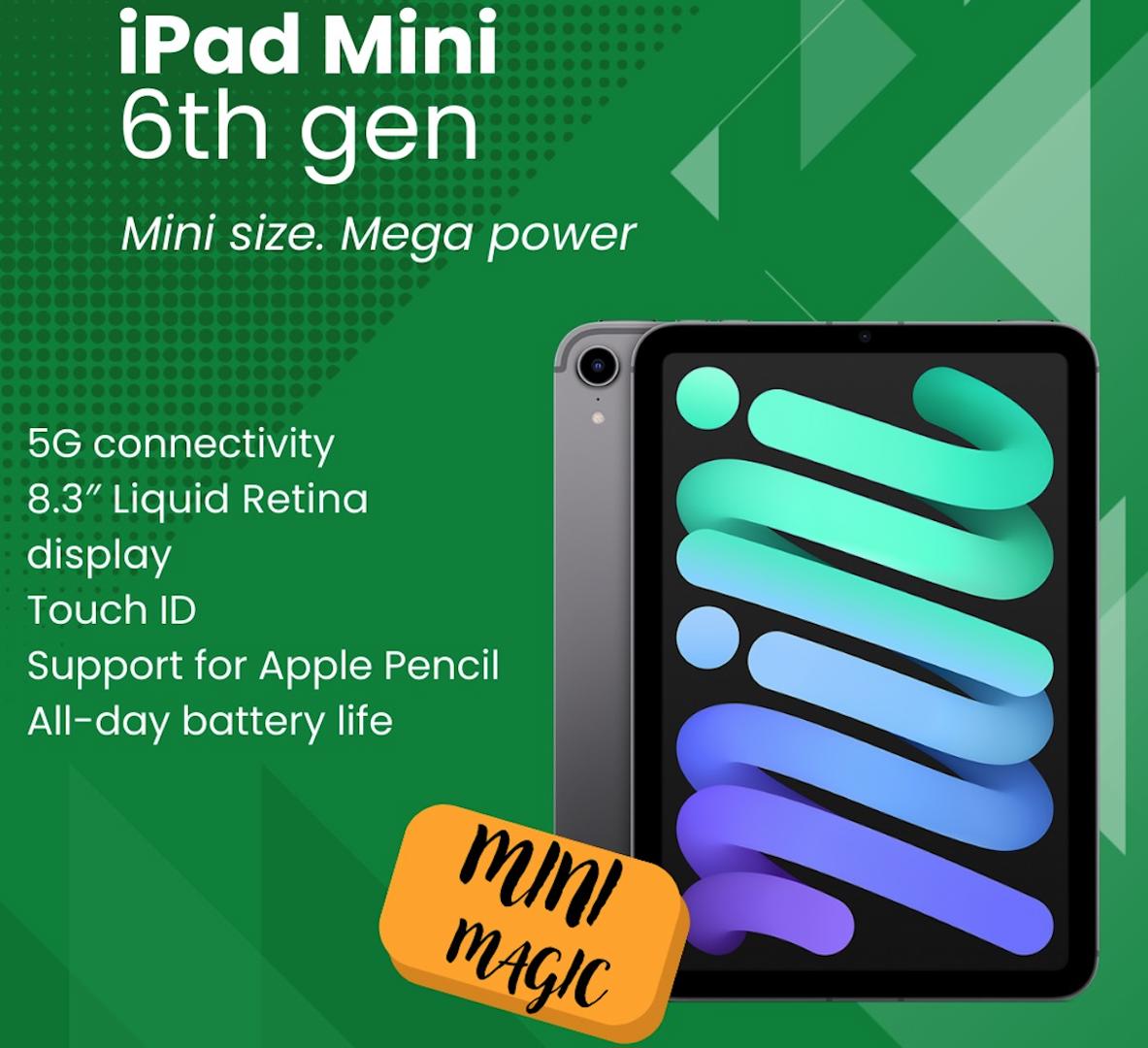 來 Mini Magic! Brand new Apple iPad mini 6th Gen. Latest with 1 year Apple Warranty.來 ecay