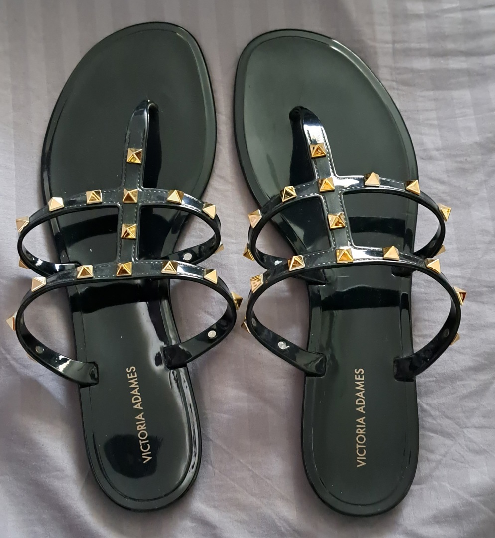 Victoria Adames Studded Jelly Sandals ecay