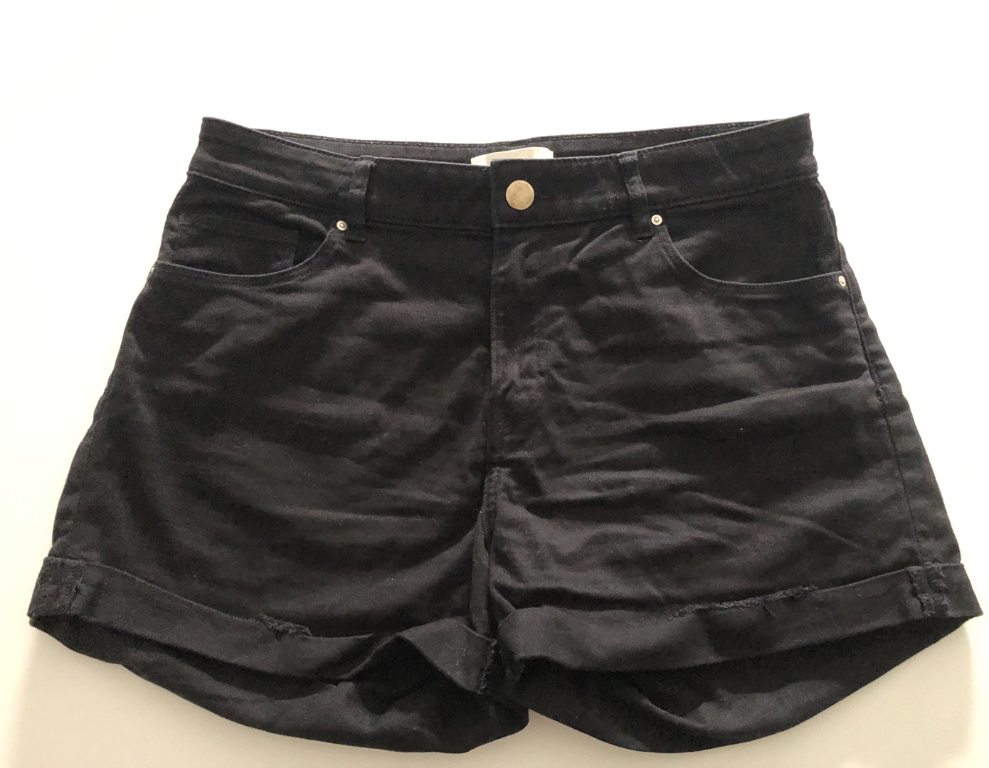 H&m black denim outlet shorts