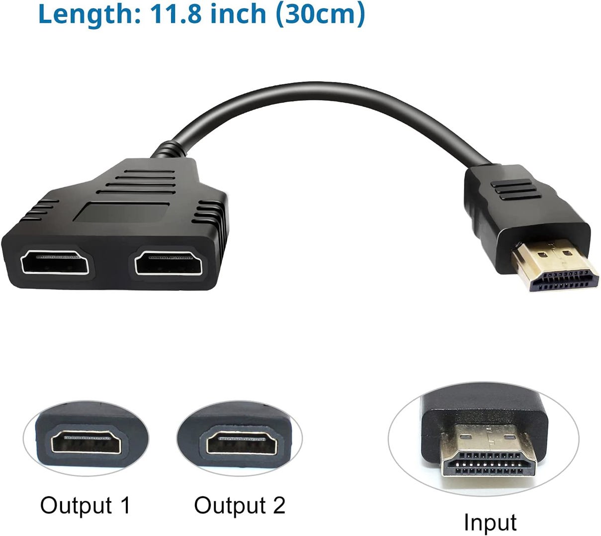 HDMI Splitter Adapter Cable - HDMI Splitter 1 in 2 Out HDMI Male to ...