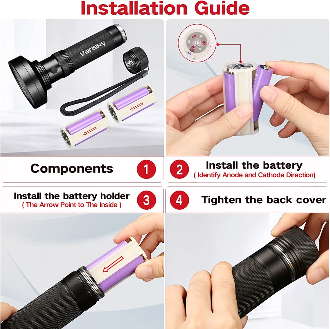 UV Flashlight Black Light , Vansky 51 LED Blacklight Pet Urine Detector For Dog/Cat Urine,Dry Stains,Bed Bug, Matching With Pet Odor Eliminator