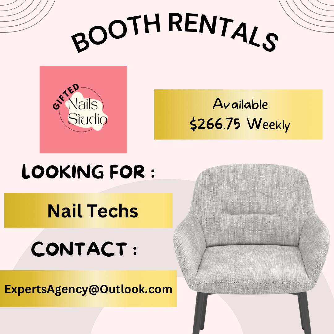 6 Nail Techs Booth Rentals Available! ecay